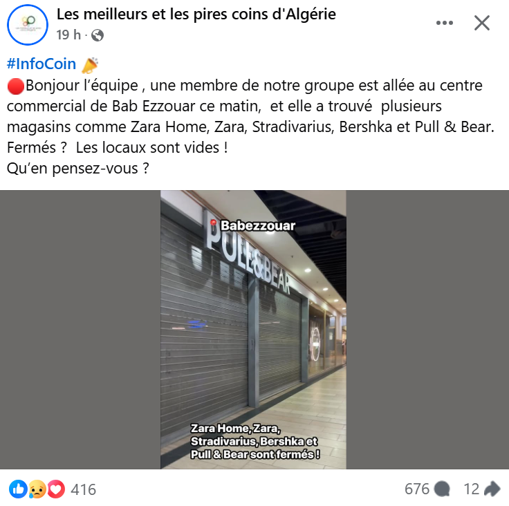 zara algérie fermetures