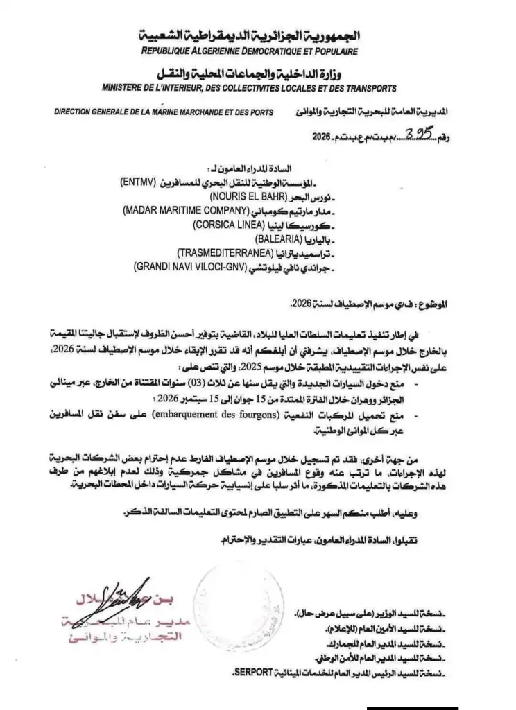 Importation voitures Algérie été